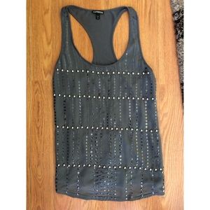 Express Gray Stud and Sequin Embellished Tank